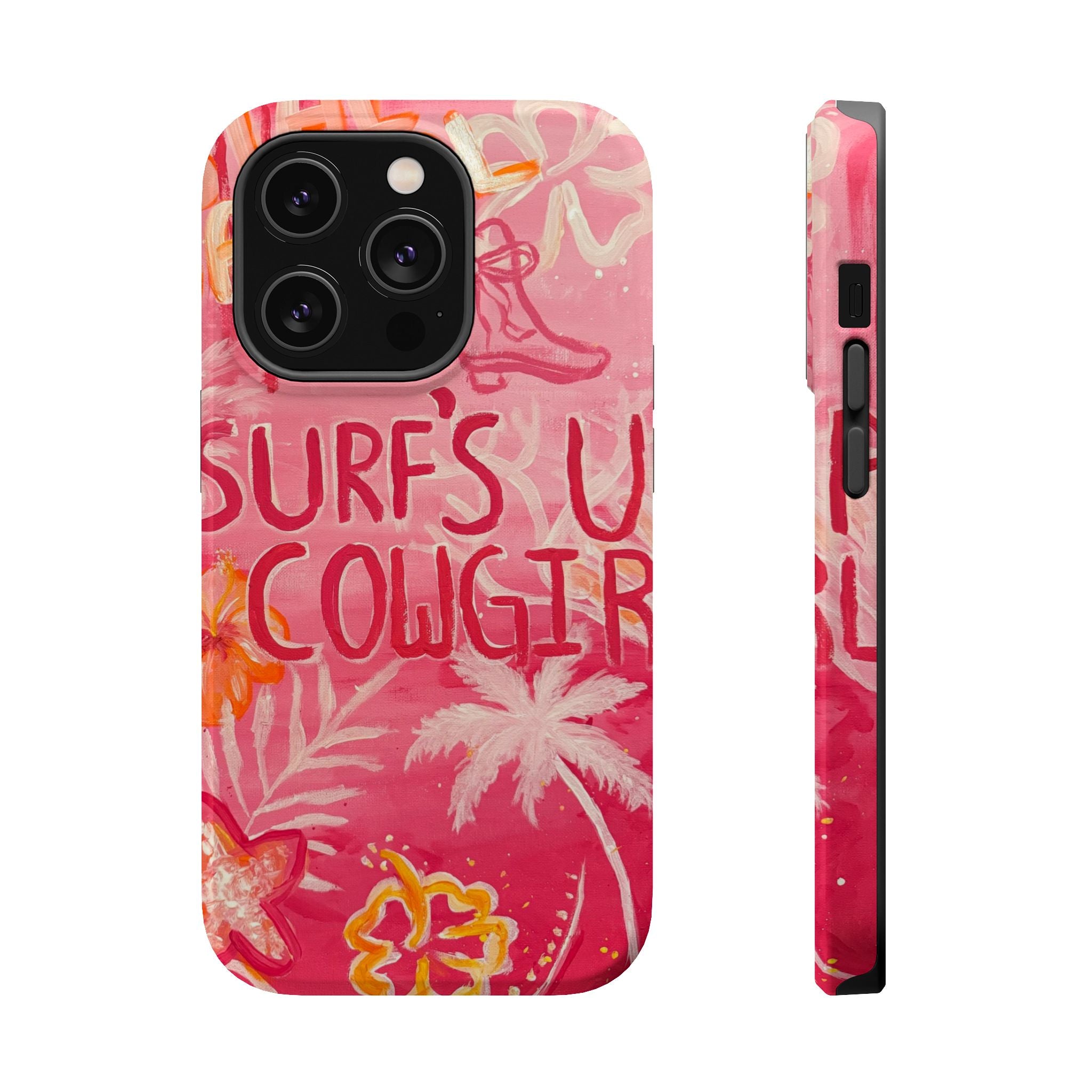 Surf's Up Cowgirl - MagSafe Pink Tropical Phone Case