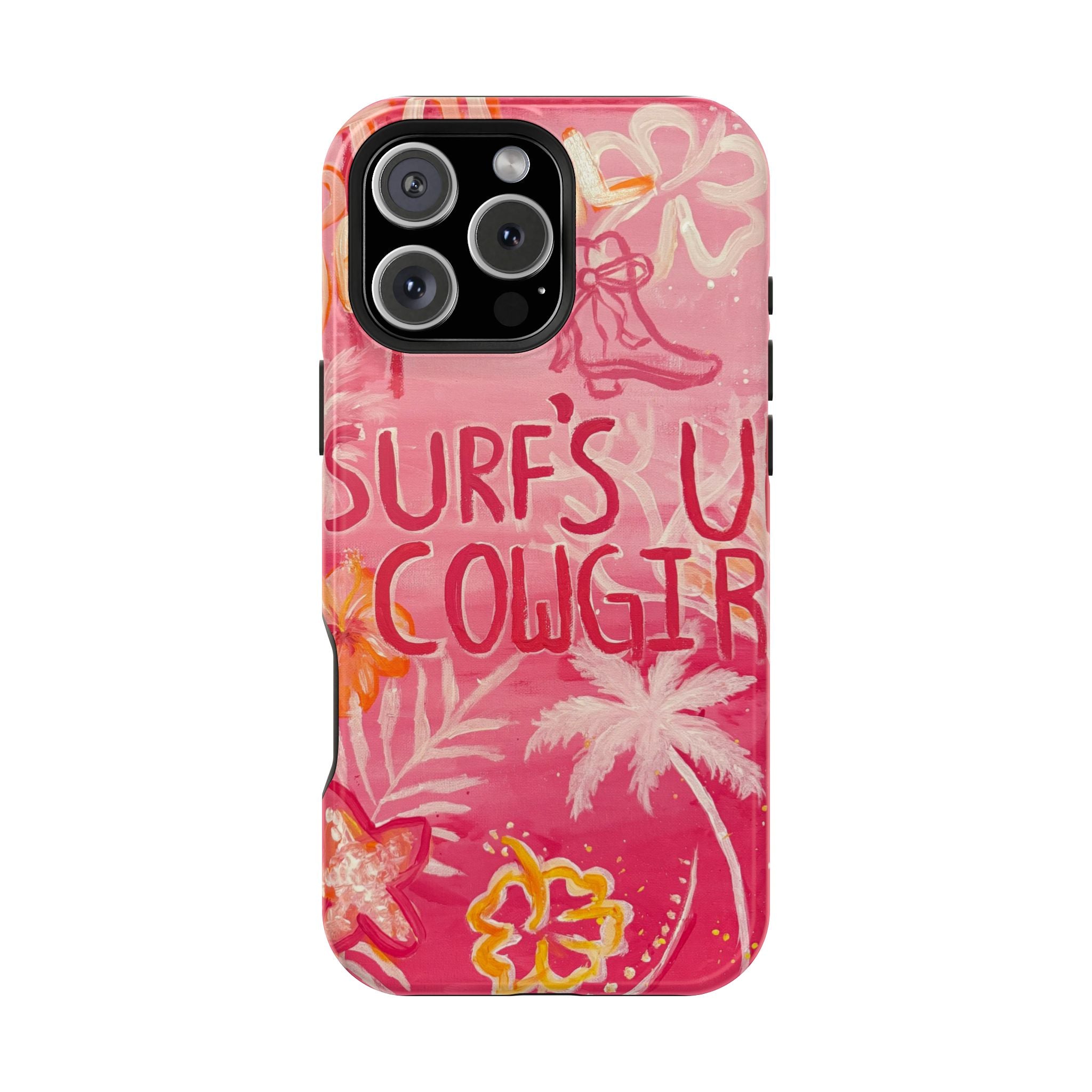 Surf's Up Cowgirl - MagSafe Pink Tropical Phone Case