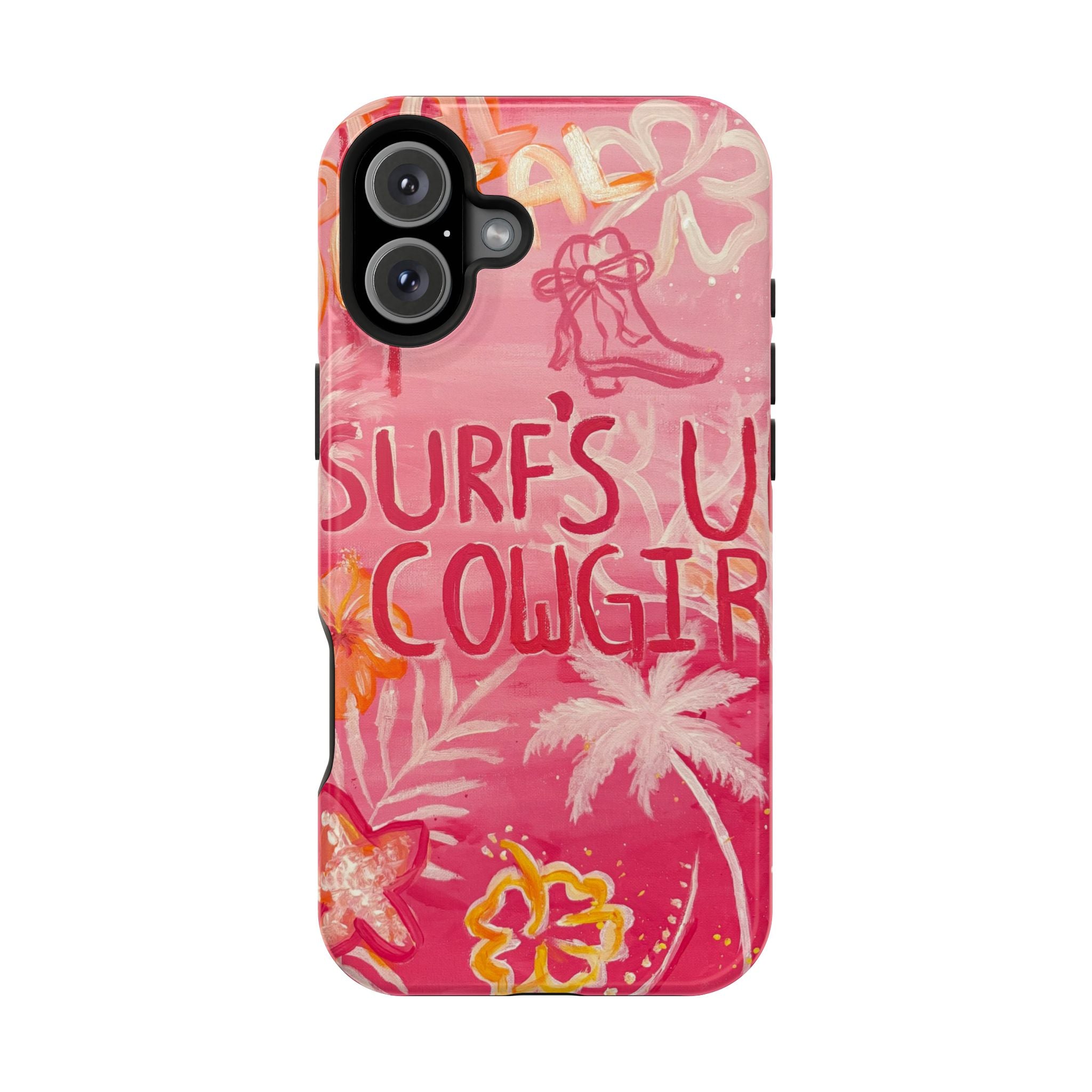 Surf's Up Cowgirl - MagSafe Pink Tropical Phone Case